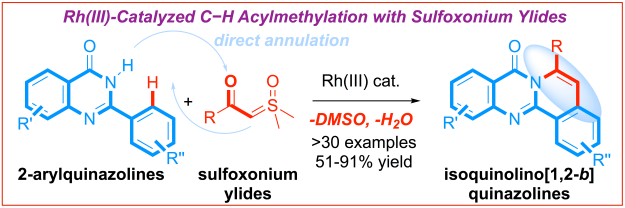 Sulfoxonium ylides C-H annulation isoquinolino quinazolines