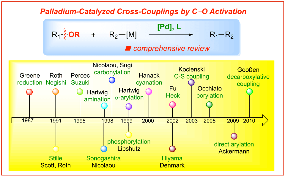 Palladium catalyzed cross-couplings by C-O bond activation